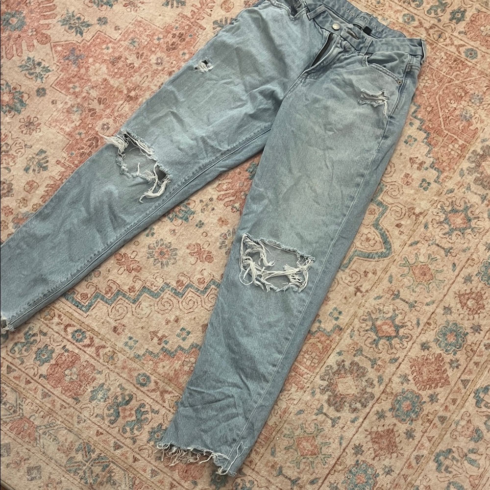 American Eagle Outfitters Distressed Light Blue Boyfriend Jeans